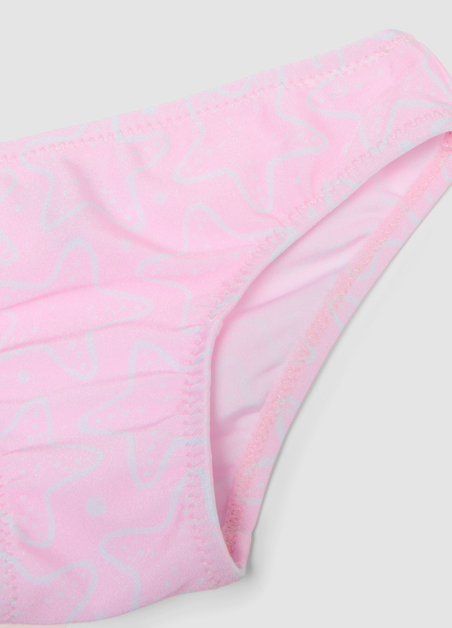 Pink stretch bikini with ruffles