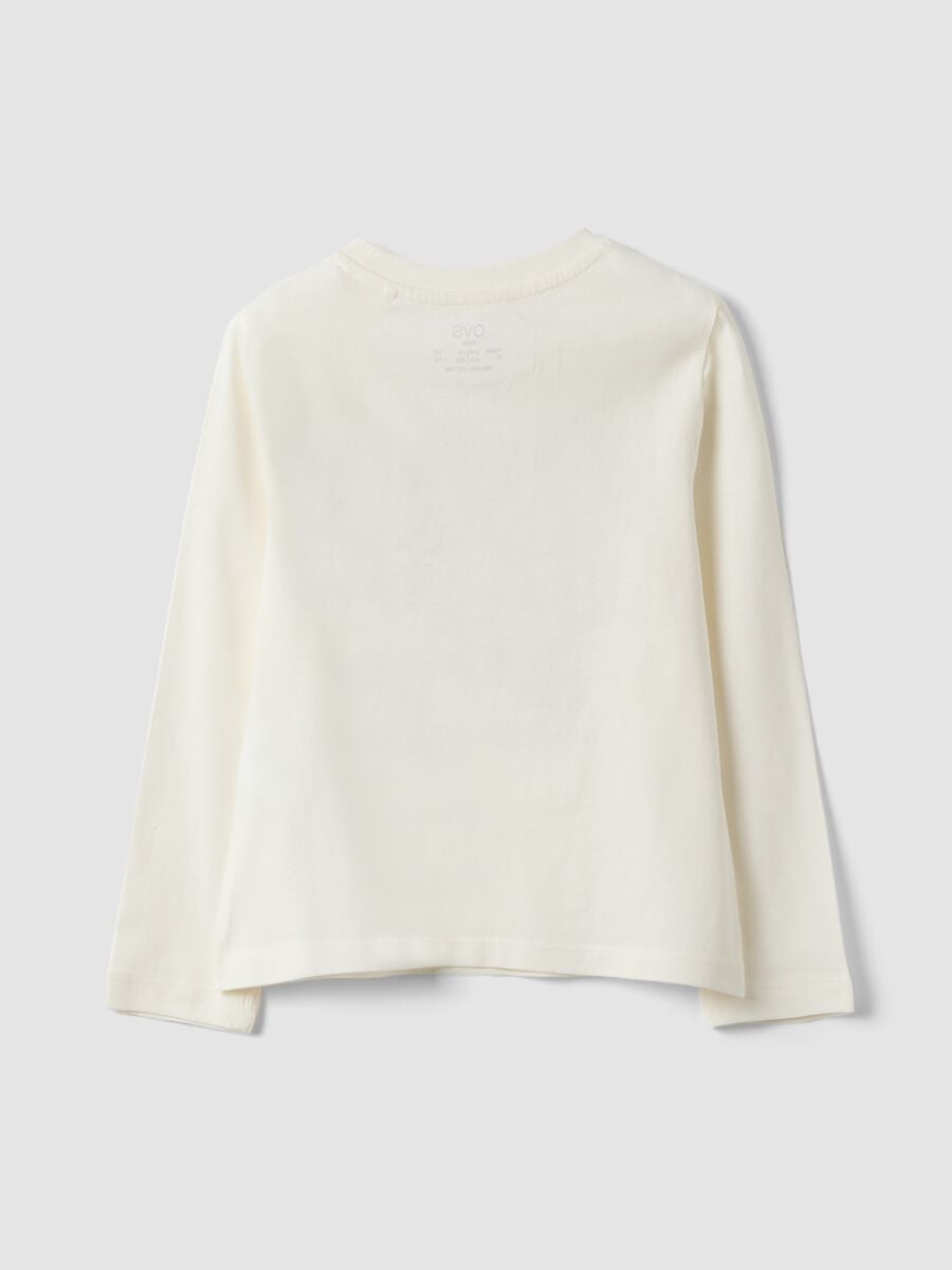 White pure organic cotton T-shirt with puppy print for girls_1