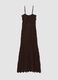 Abito in crochet di puro cotone marrone slim fit_4