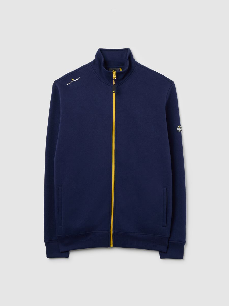 Children's blue cotton blend sweatshirt with zip_4