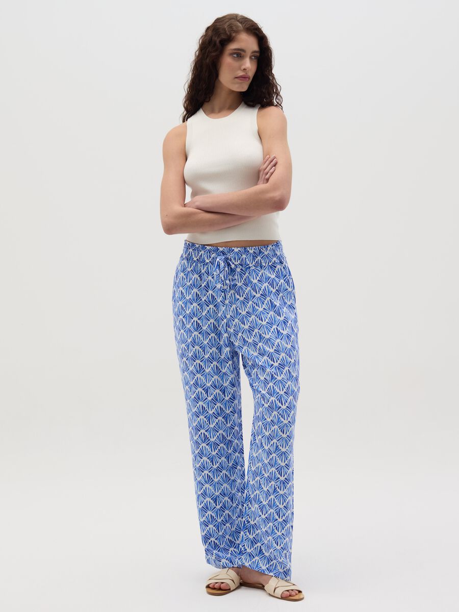 Jogger trousers in viscose with drawstring_0