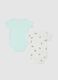 Multicolour newborn bodysuit twin pack in pure cotton with prints_1