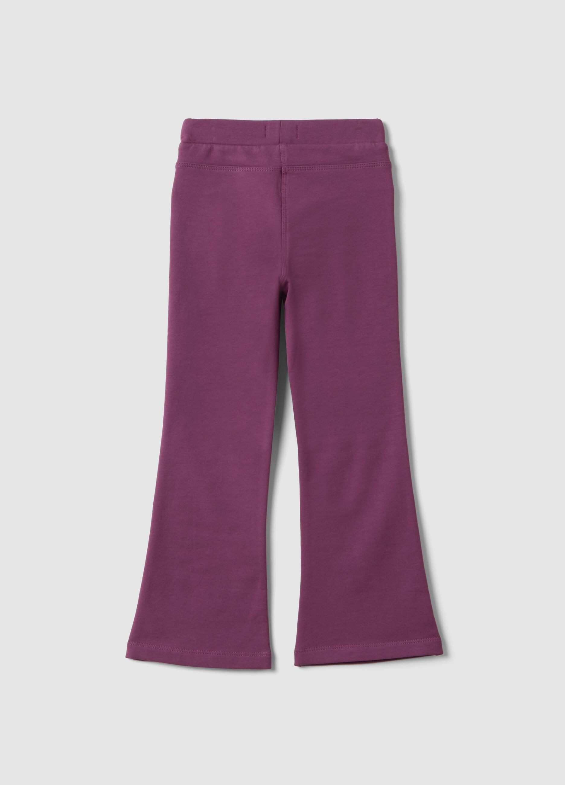 Purple flare treggings in stretchy organic cotton