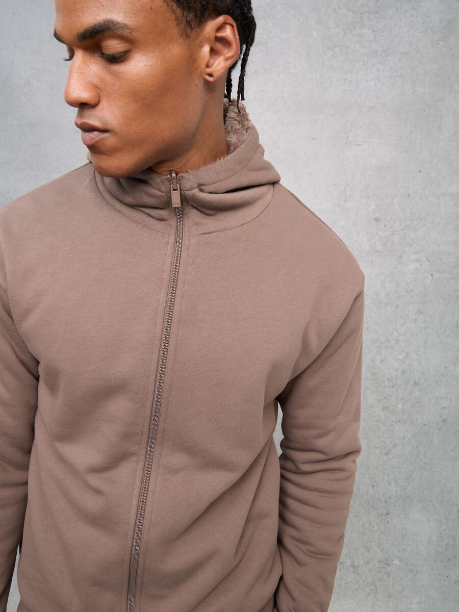 Reversible Teddy Full-Zip Hoodie Mocha_0