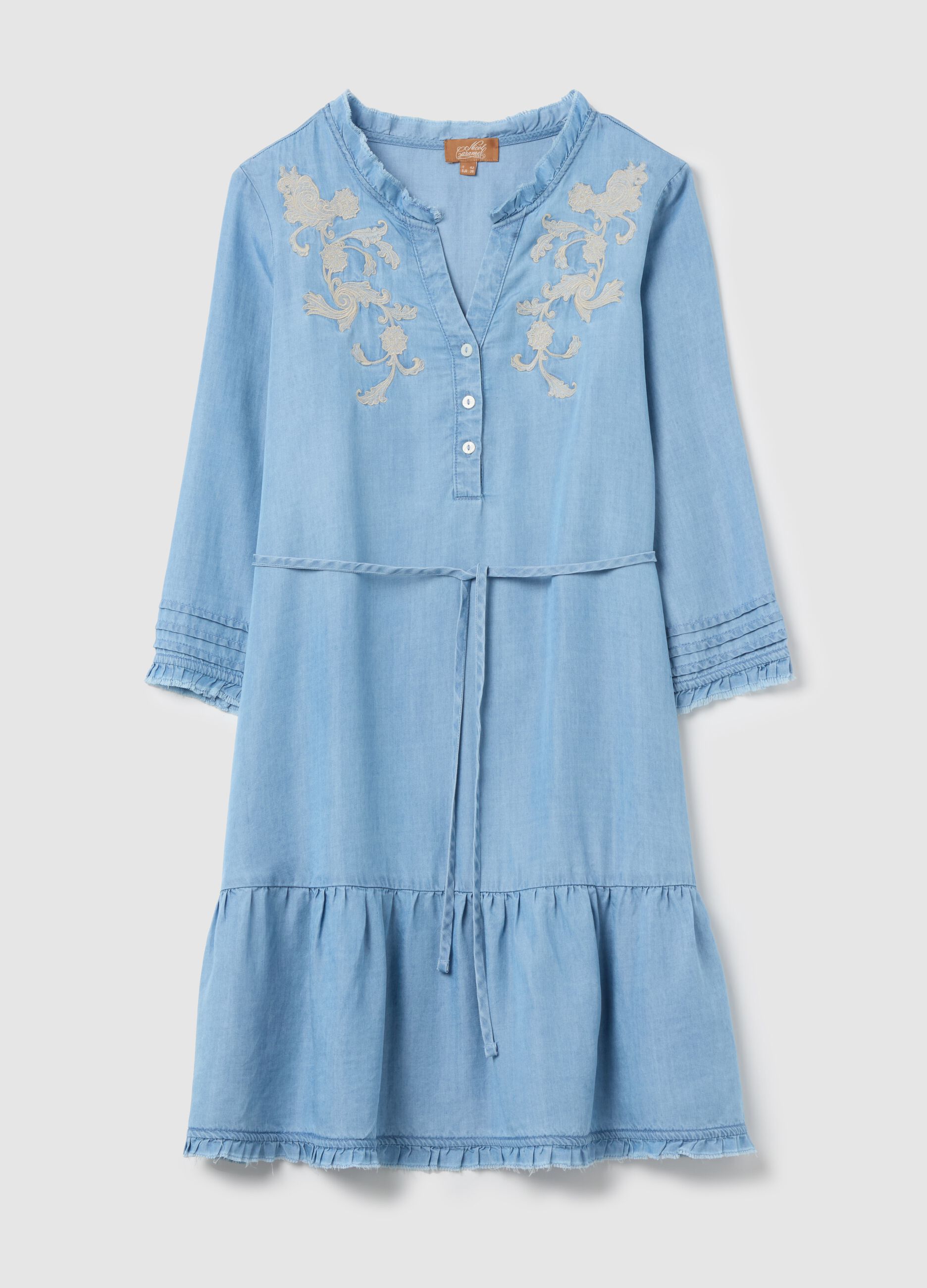Vestito corto premaman in Tencel con ricamo