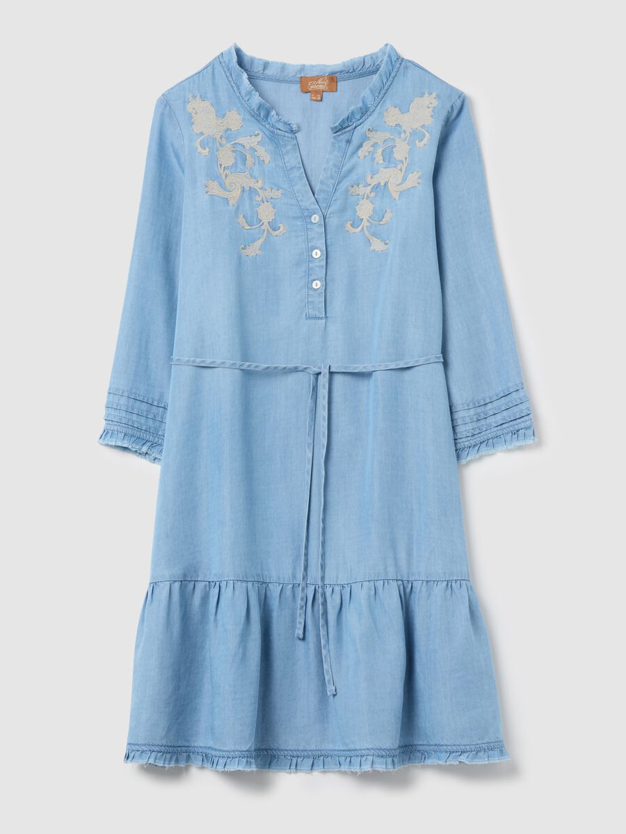 Short maternity dress in Tencel with embroidery_4