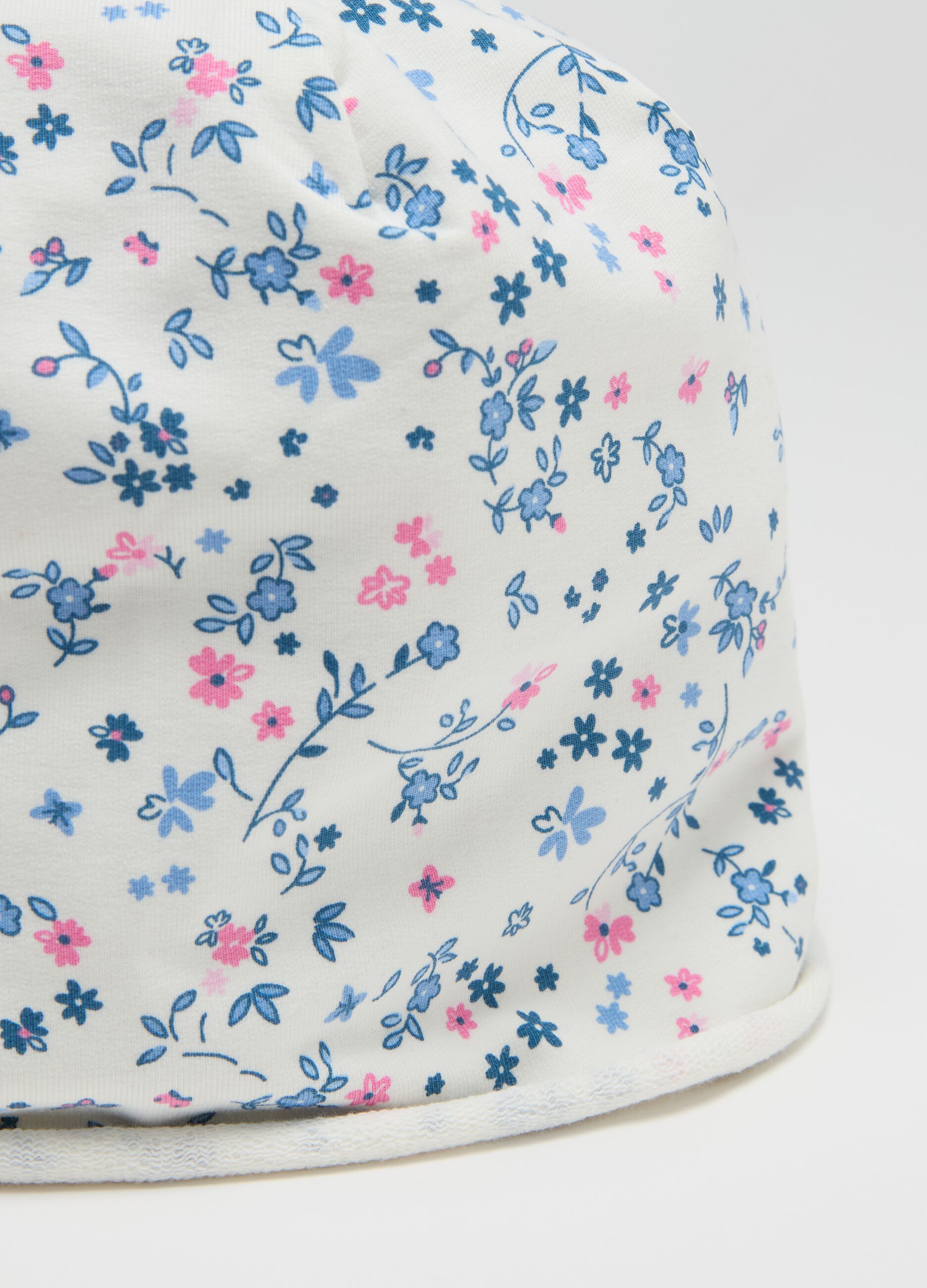 Berretto in French Terry con stampa fiorellini 