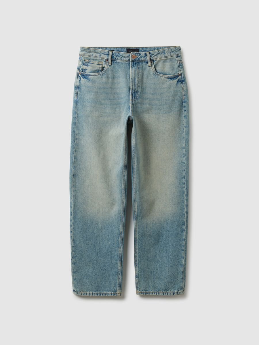 Jeans baggy blu in puro cotone elasticizzato_4