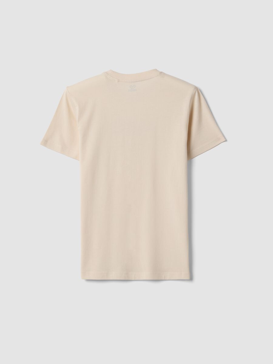 T-shirt in puro cotone beige da ragazzo regular fit con stampa_1