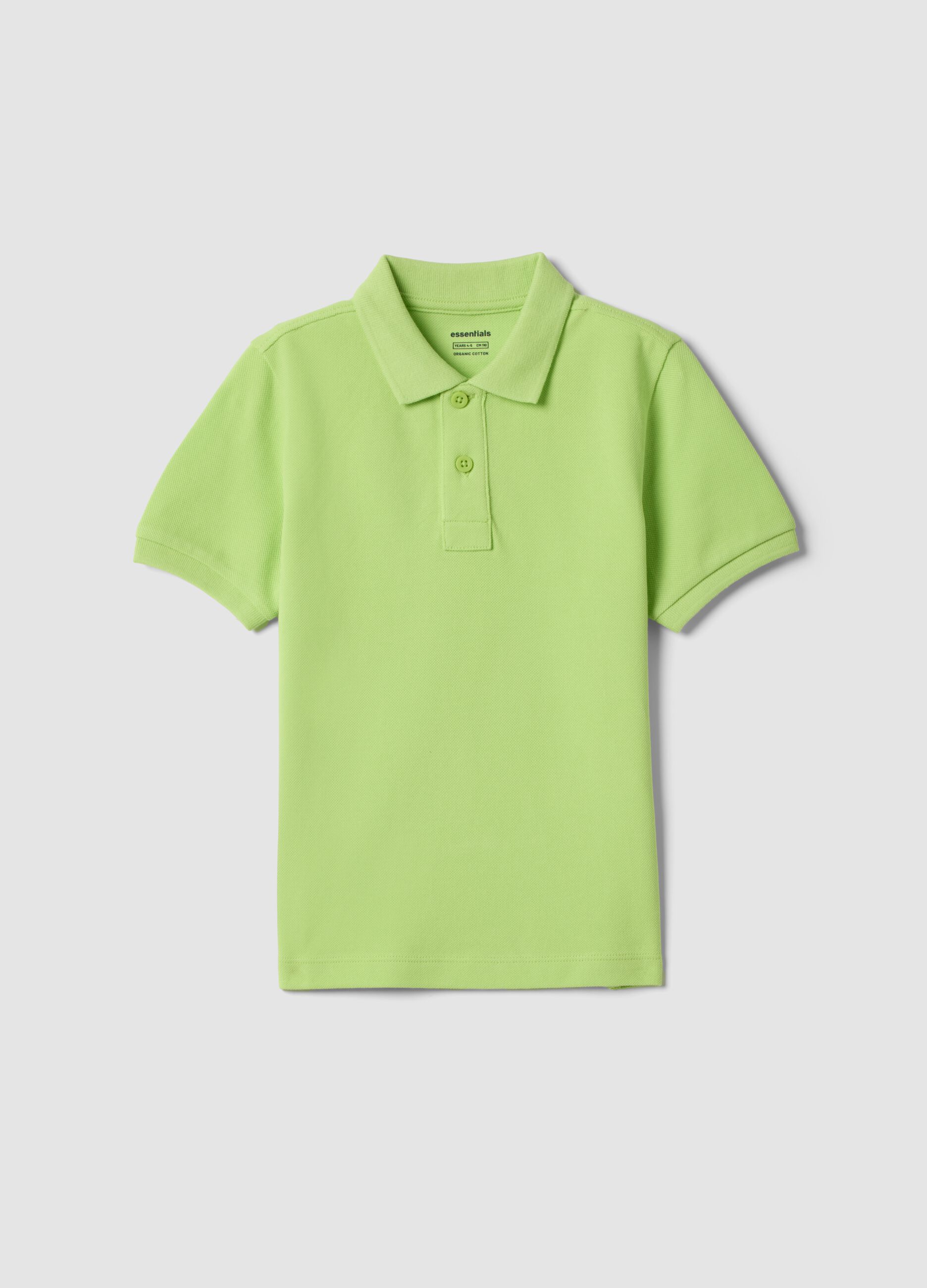 Kids&rsquo; green short-sleeve polo in pure organic cotton
