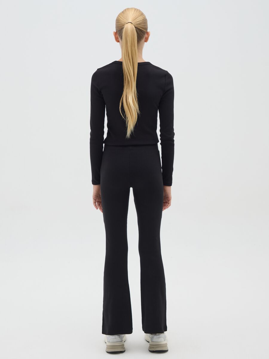 Girls' Black Flare Stretch Cotton Trousers_2