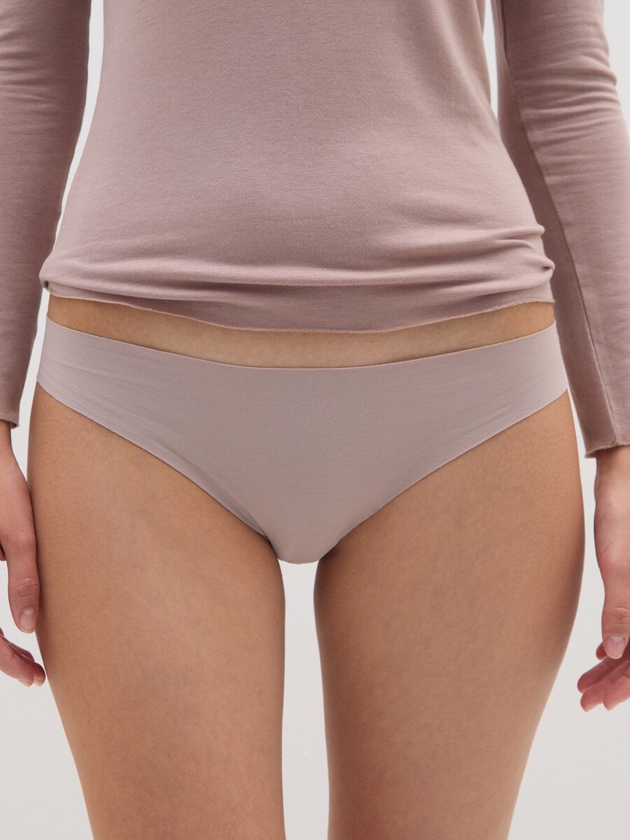 Beige stretch cotton regular fit briefs_1