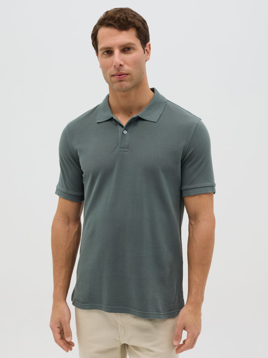 100% cotton piqué polo shirt_0