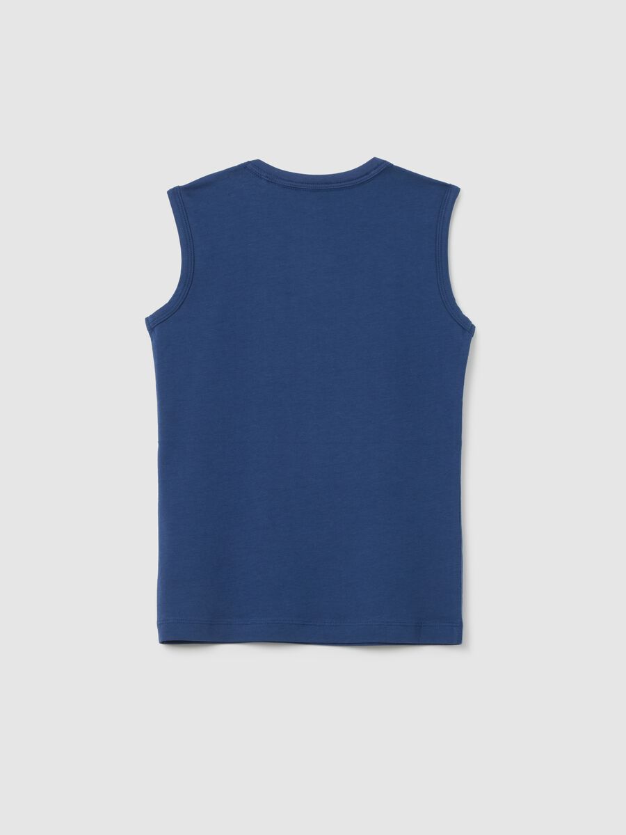 Canotta da bambino in puro cotone blu regular fit_1
