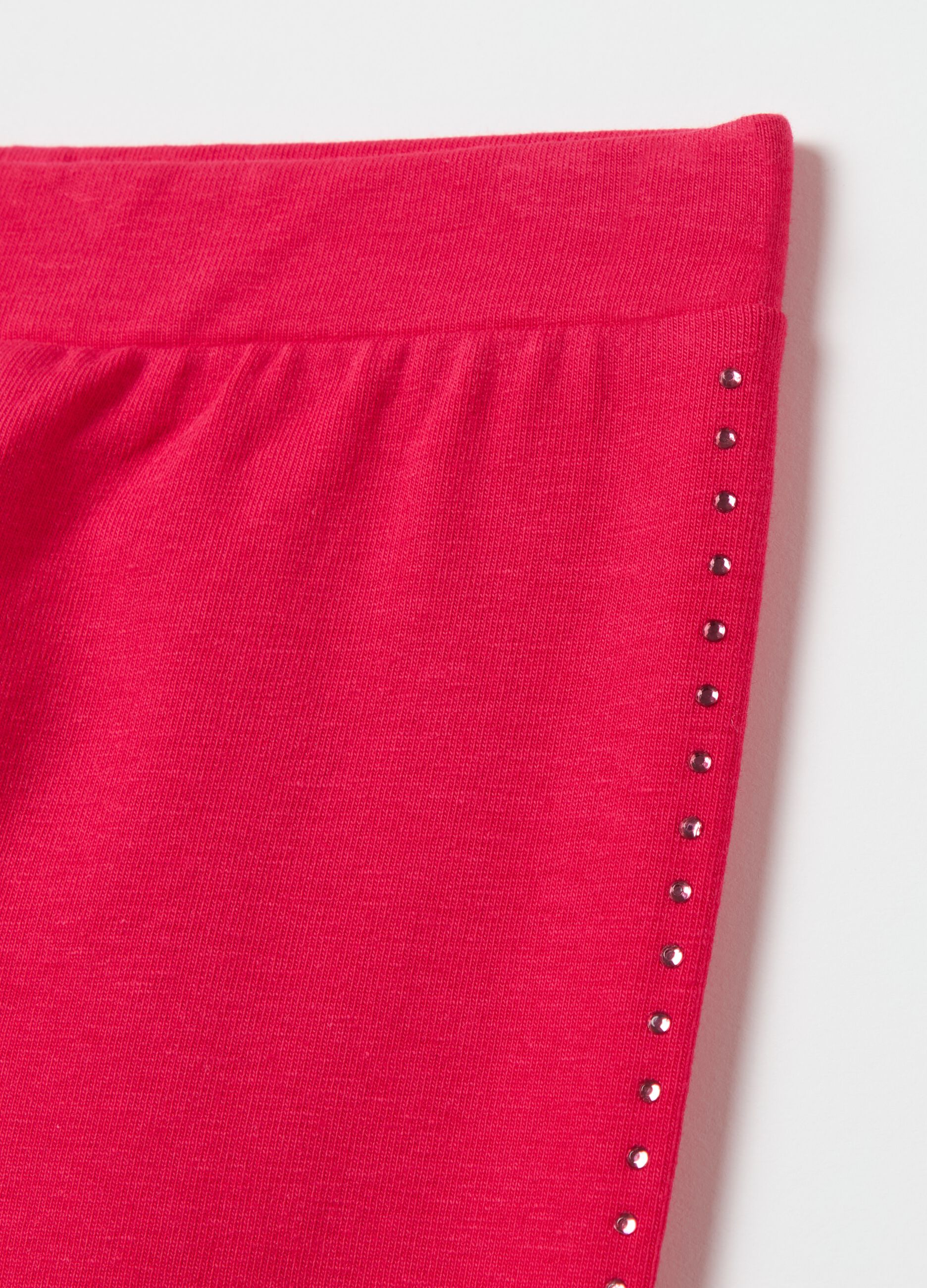 Stretch cotton leggings with diamanté motif