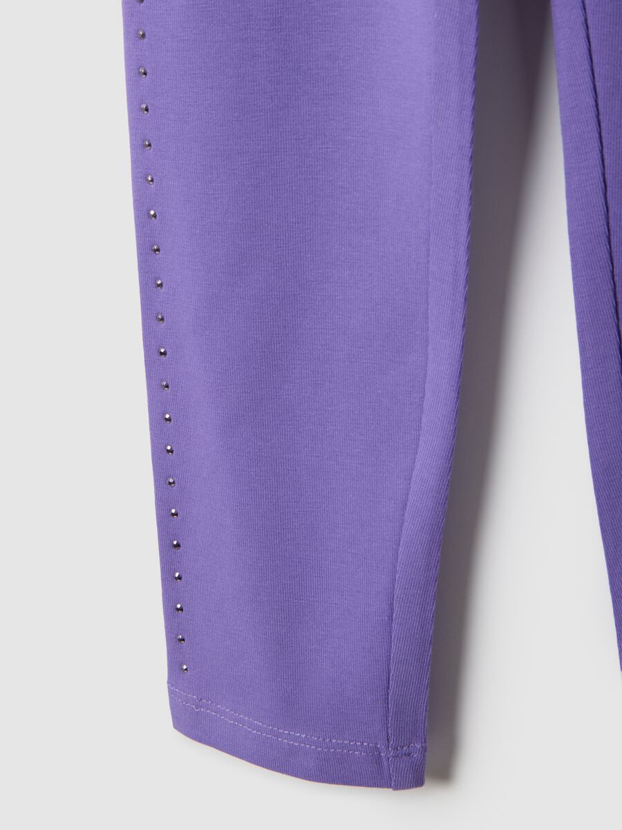 Girls' Violet Stretch Cotton Slim Fit Leggings_3
