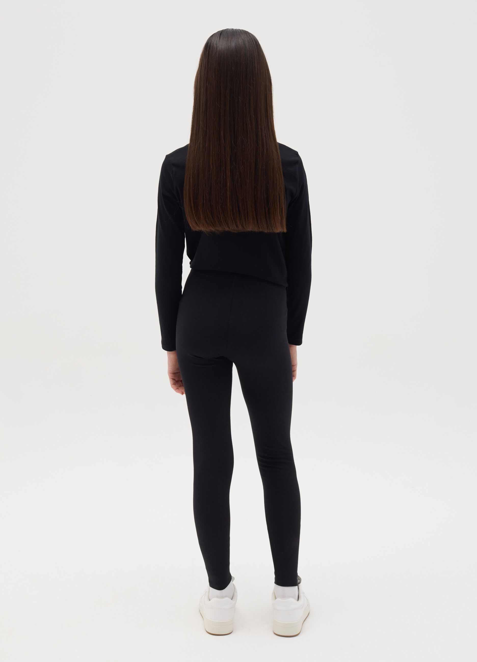 Solid colour stretch leggings