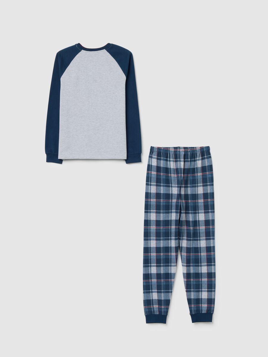 Pigiama da ragazzi in misto cotone grigio e blu regular fit_1