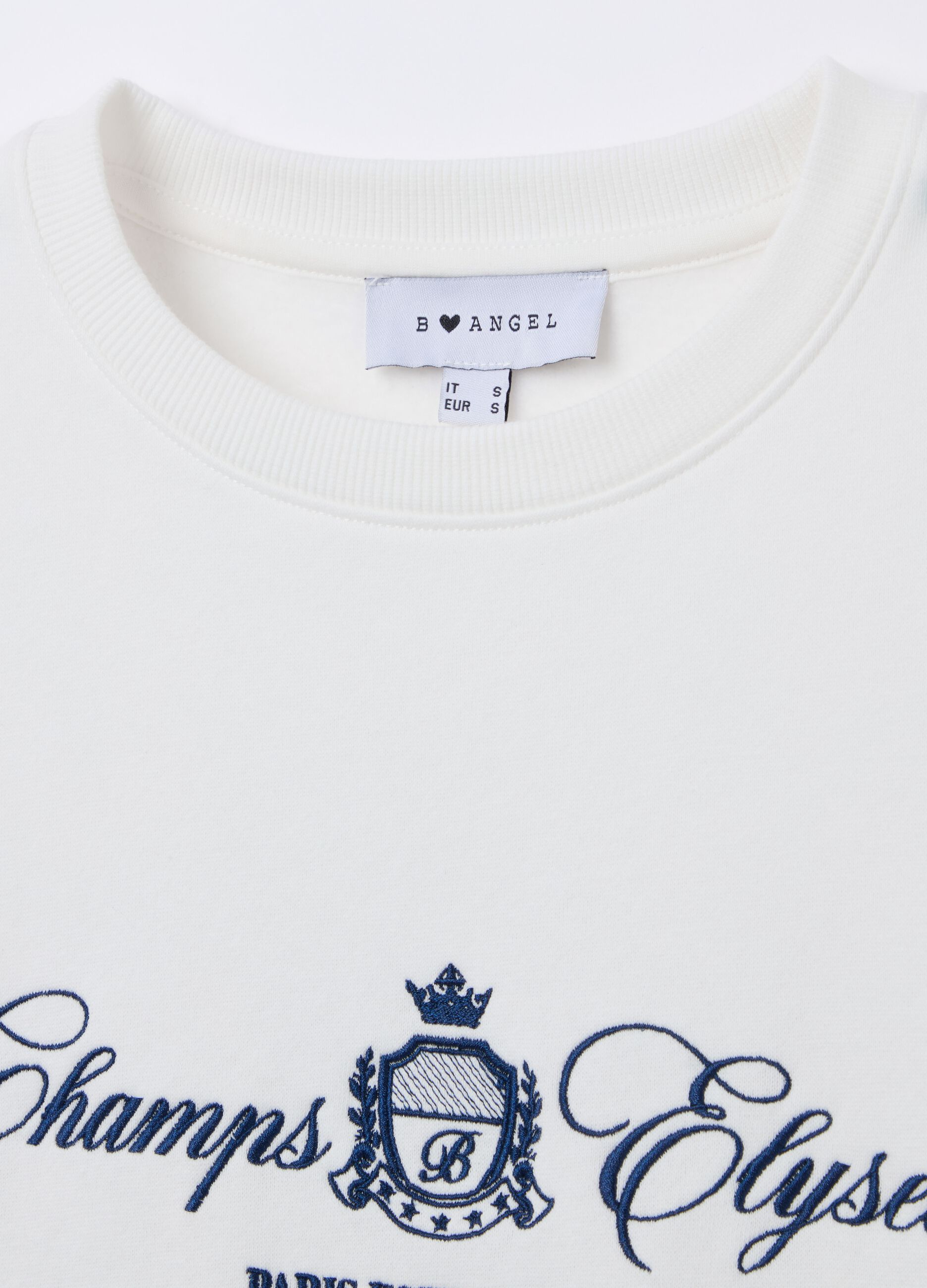Felpa bianca con ricamo "Champs Elysees"