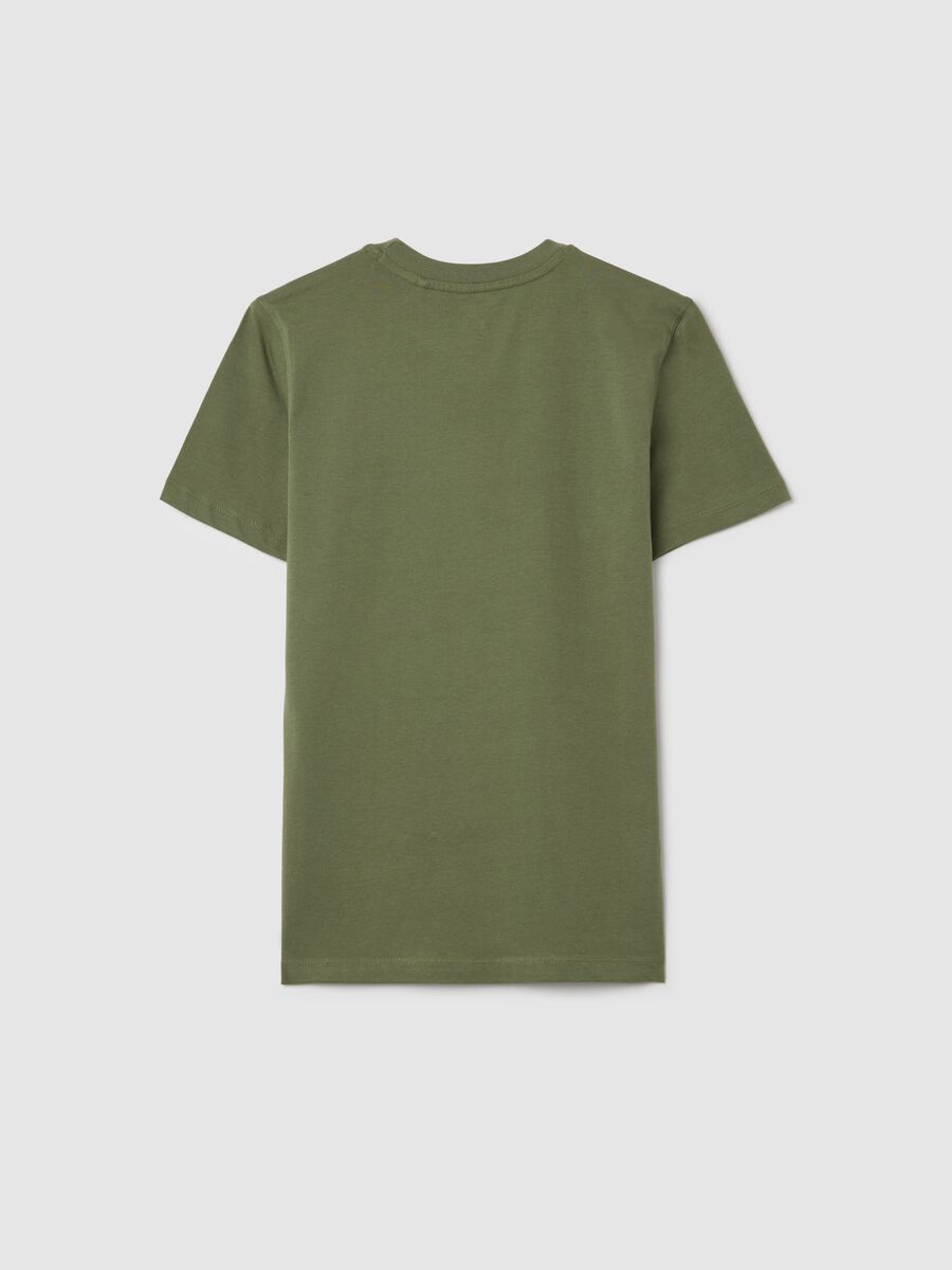 T-shirt verde in cotone con stampa "Rebel"_4