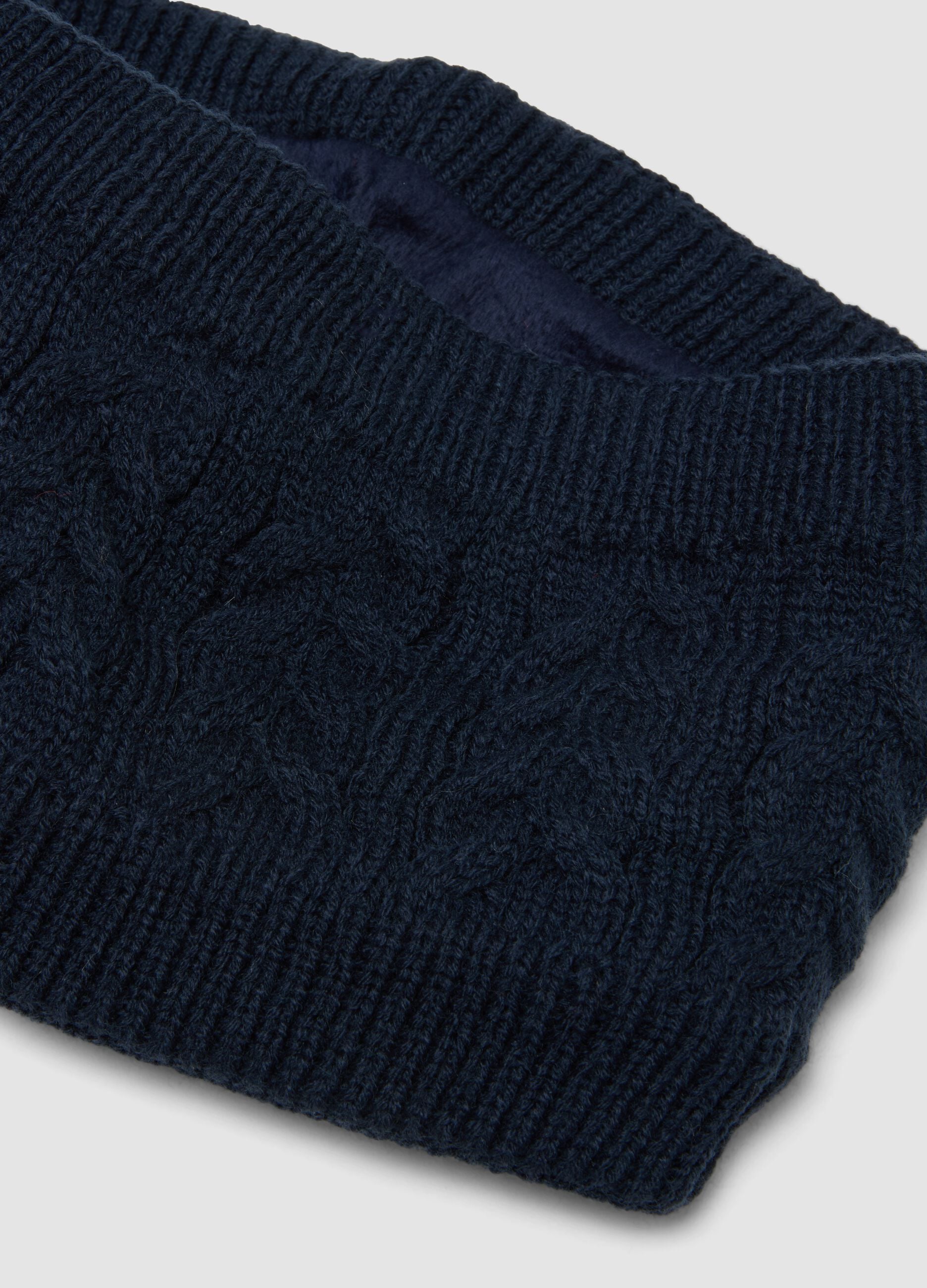 Blue cable-knit neck warmer