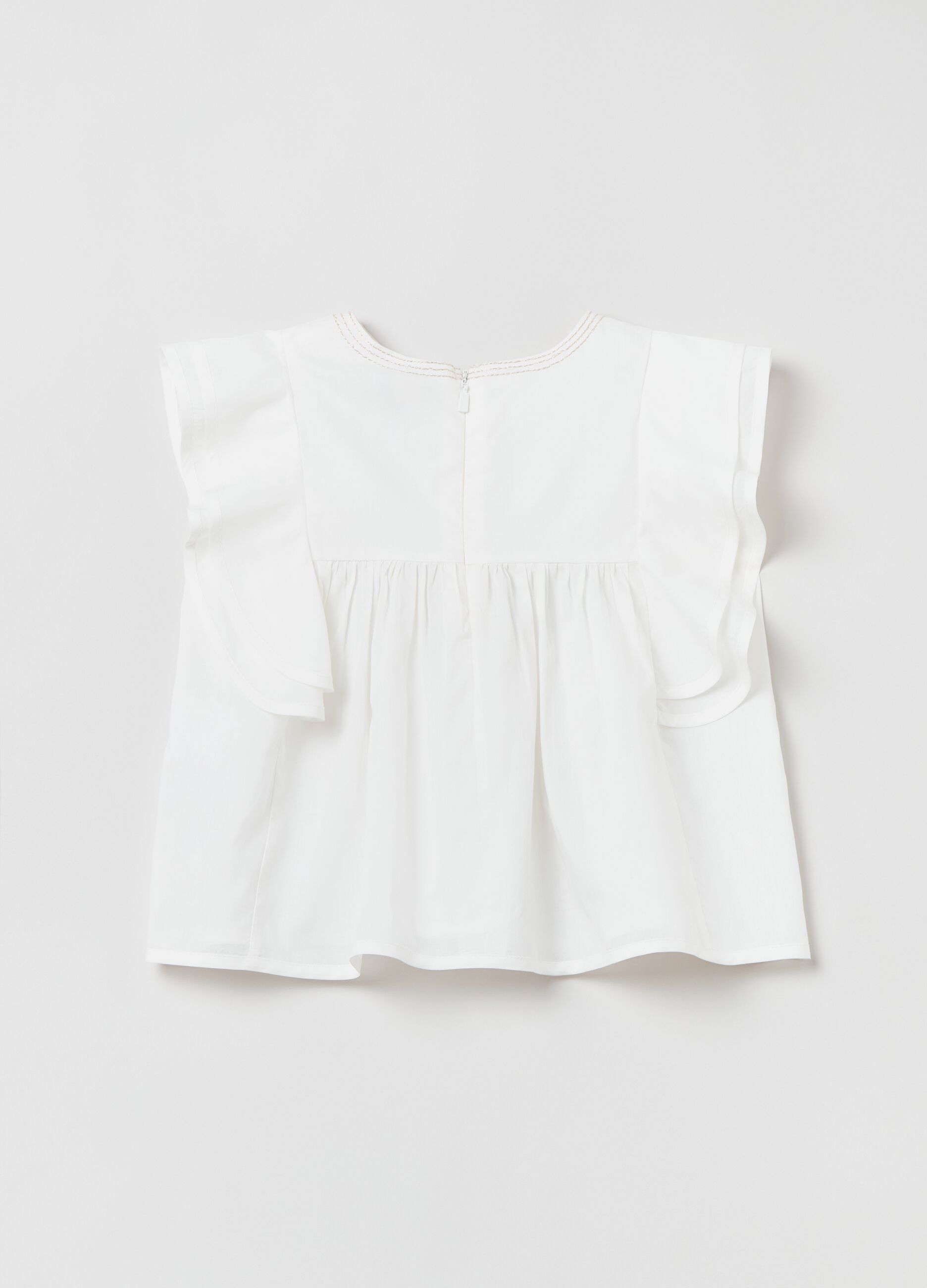 Blusa in cotone con rouches_1