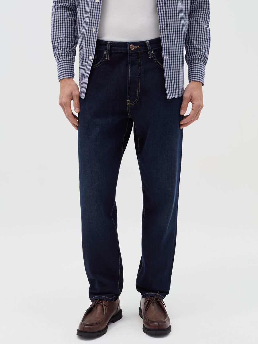 Regular blue tapered-fit jeans_1