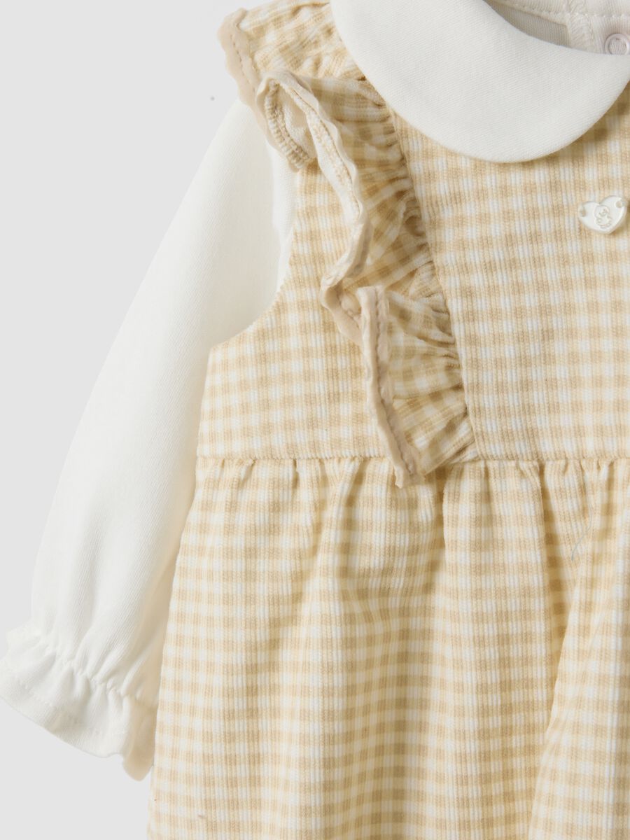 Completo giallo e bianco in puro cotone organico per neonata_2
