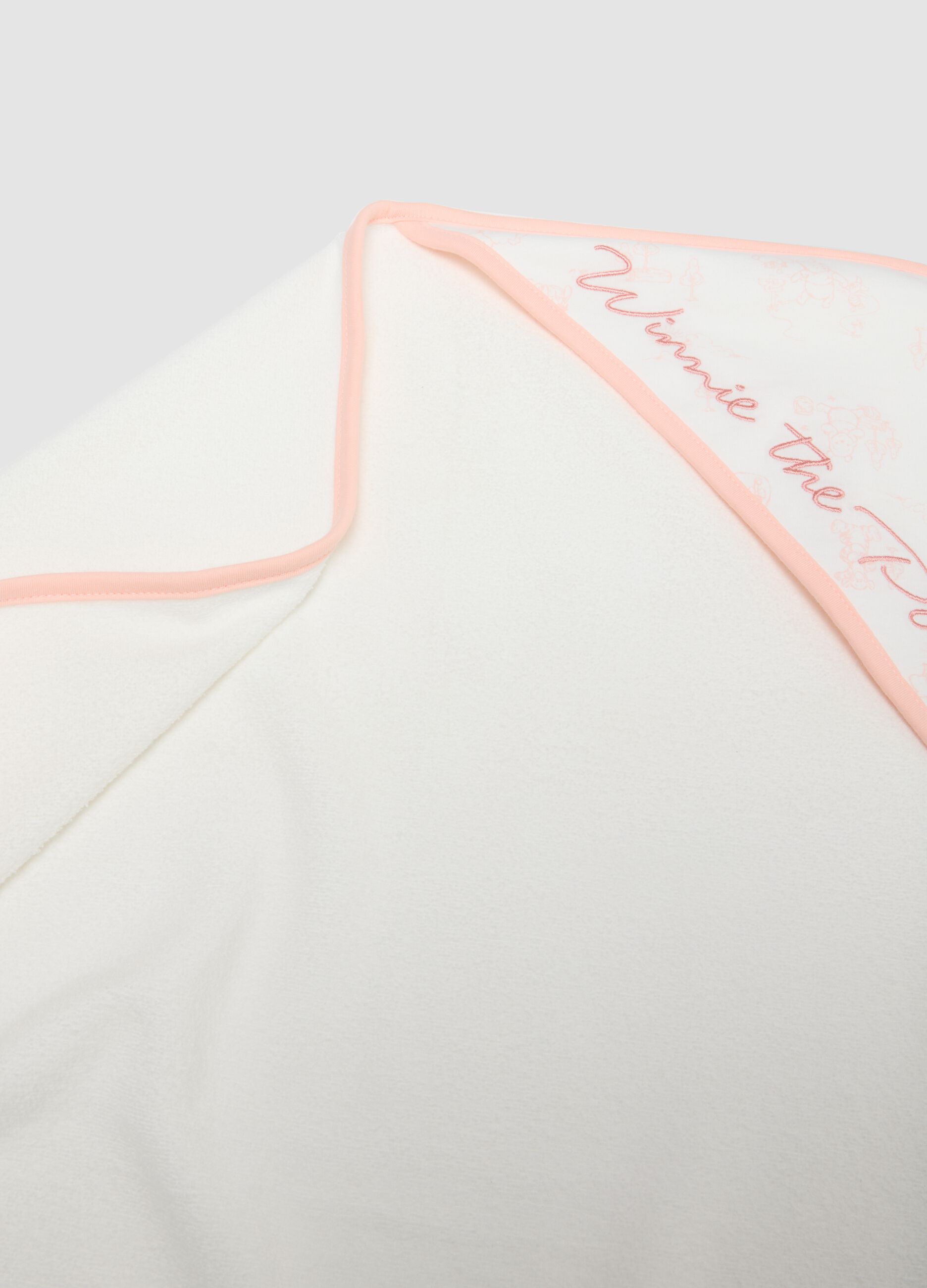 White organic cotton-blend baby girls&rsquo; bathrobe with Winnie-the-Pooh