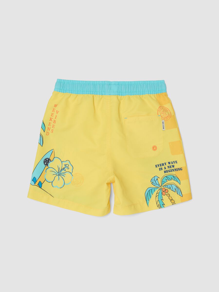 Boxer da mare multicolor da bambino con stampa tropicale_1