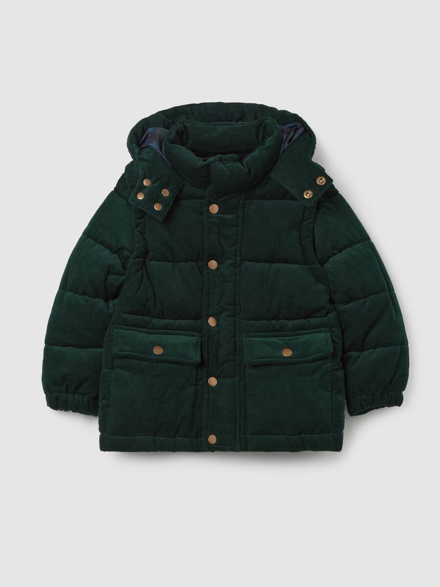 Velvet down jacket with hood_3