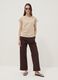 Beige pure cotton T-shirt with broderie anglaise_1