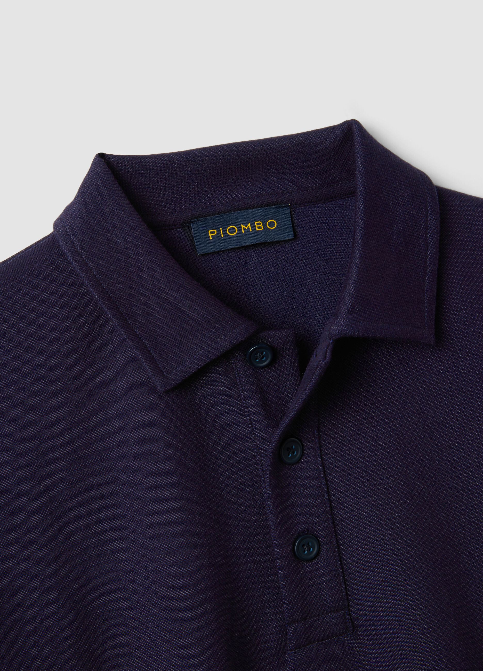 Felpa blu in tessuto elasticizzato con collo polo relaxed fit