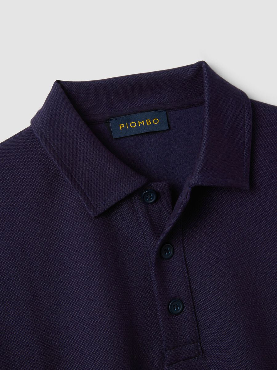 Felpa blu in tessuto elasticizzato con collo polo relaxed fit_5