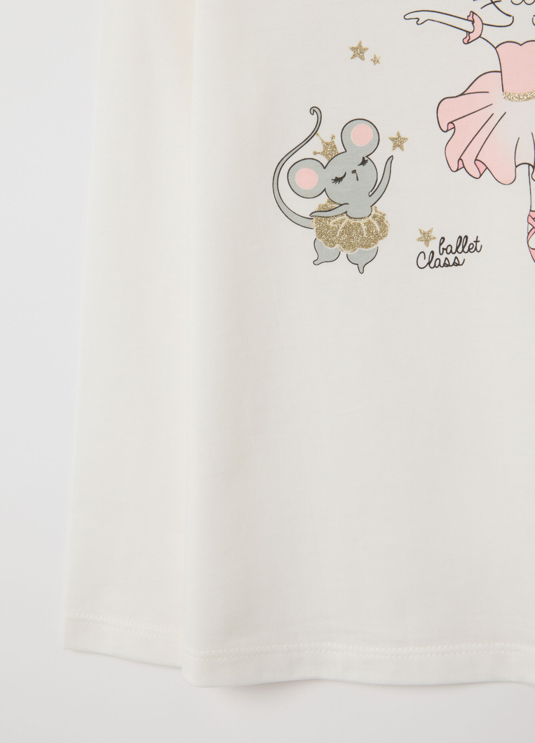 White regular fit girls' pure cotton T-shirt with print
