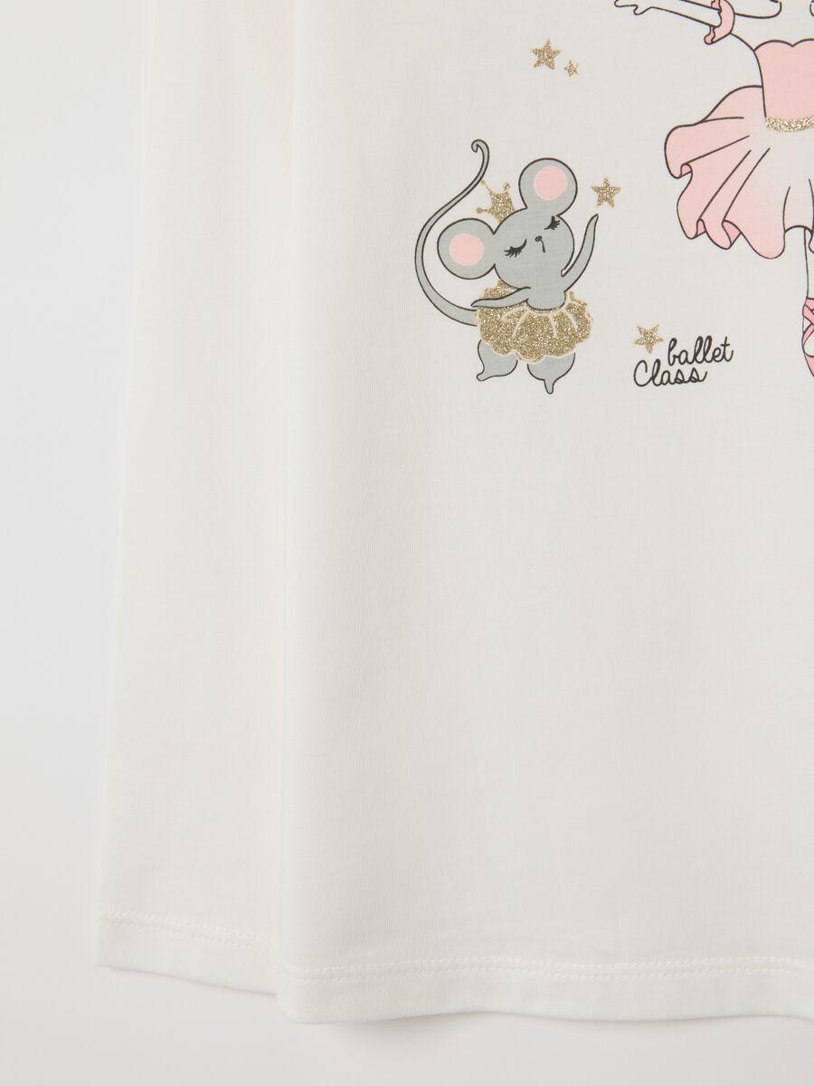 White regular fit girls' pure cotton T-shirt with print_3