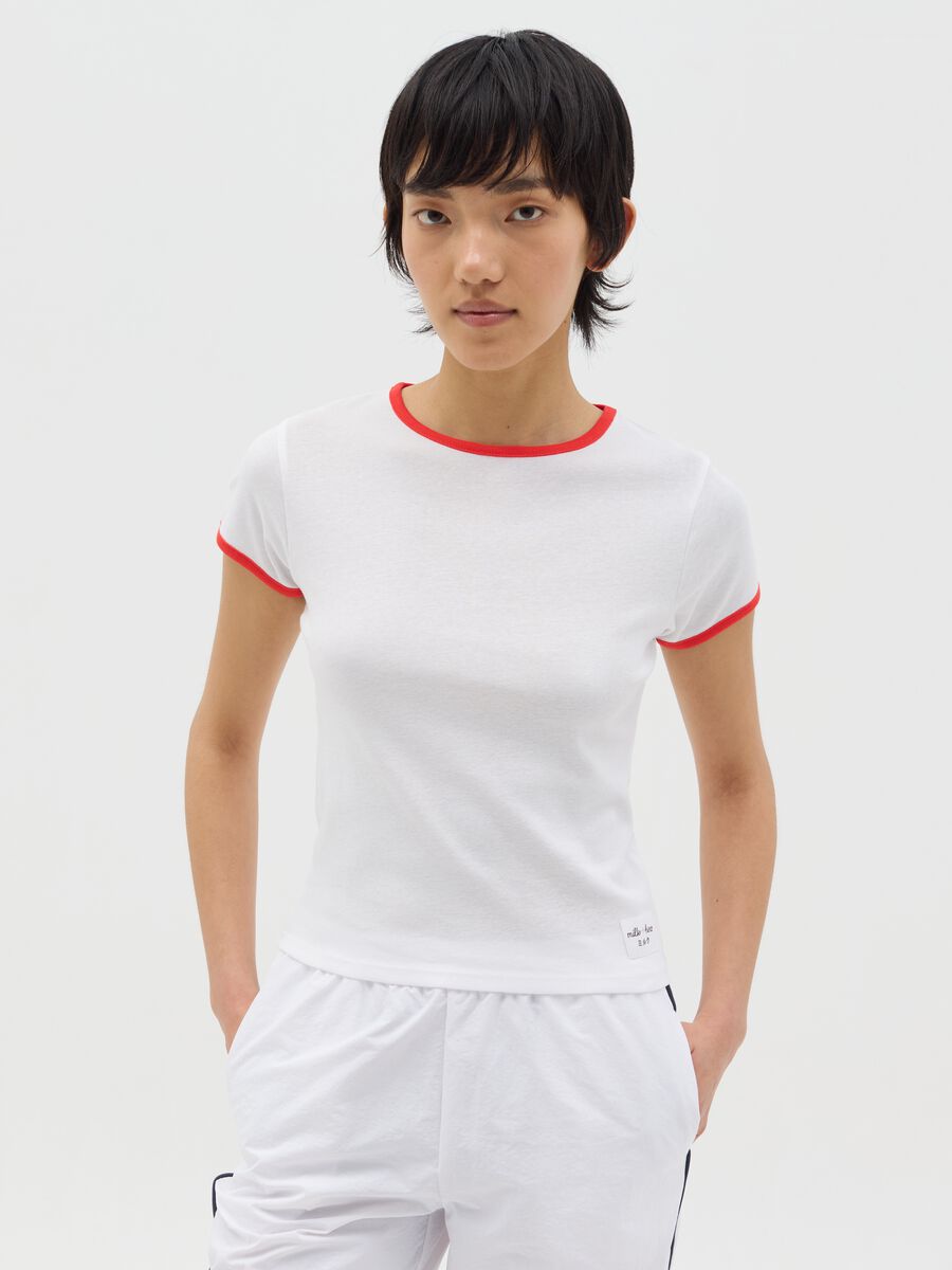 White slim-fit T-shirt in cotton_0