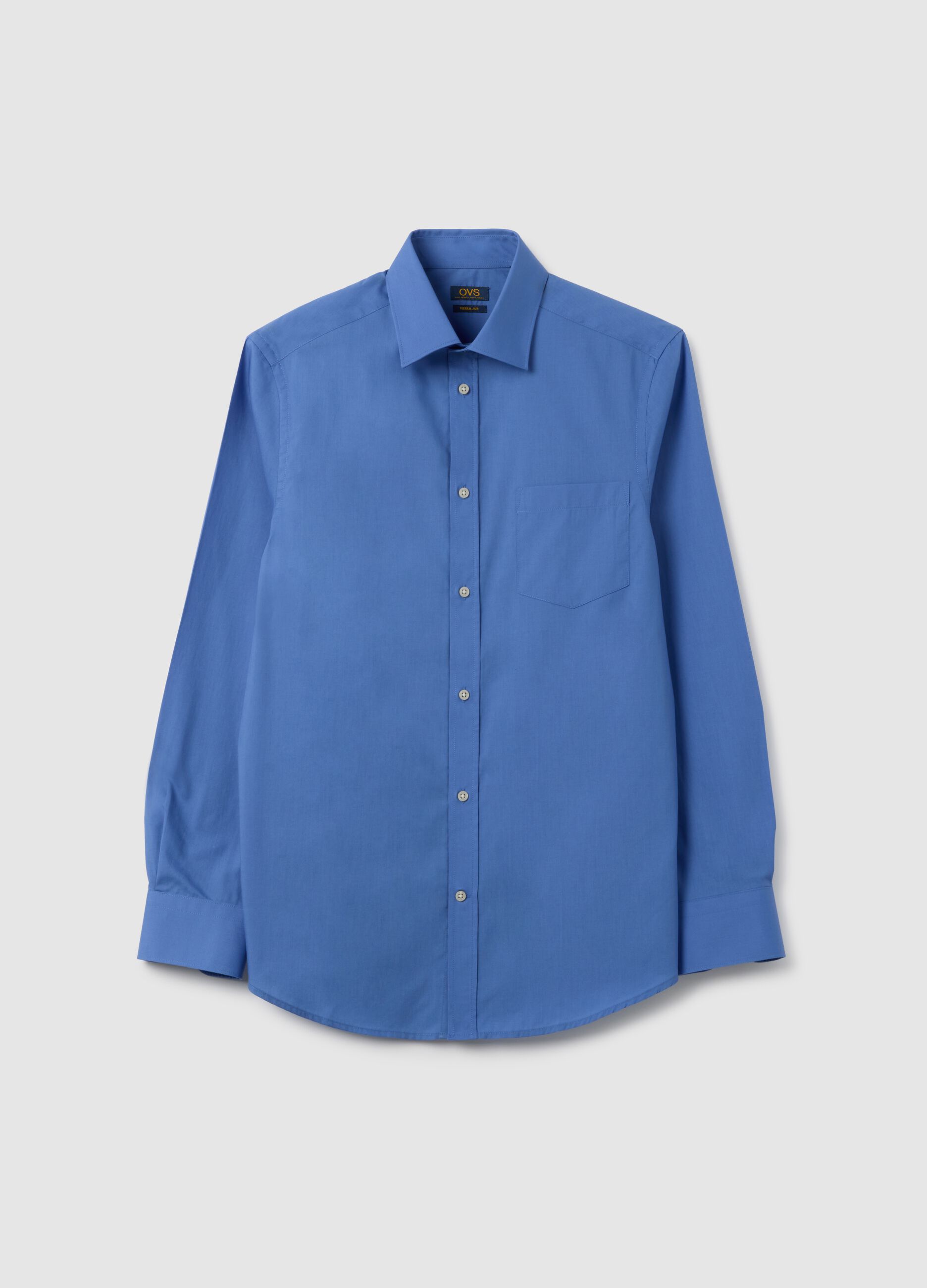 Men's Blue Cotton Blend Easy Iron Shirt