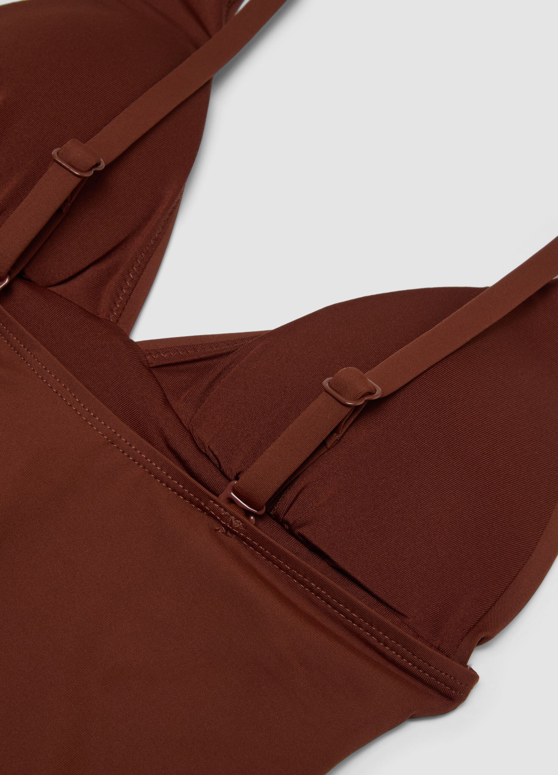 Brown one-piece swimsuit in stretch fabric
