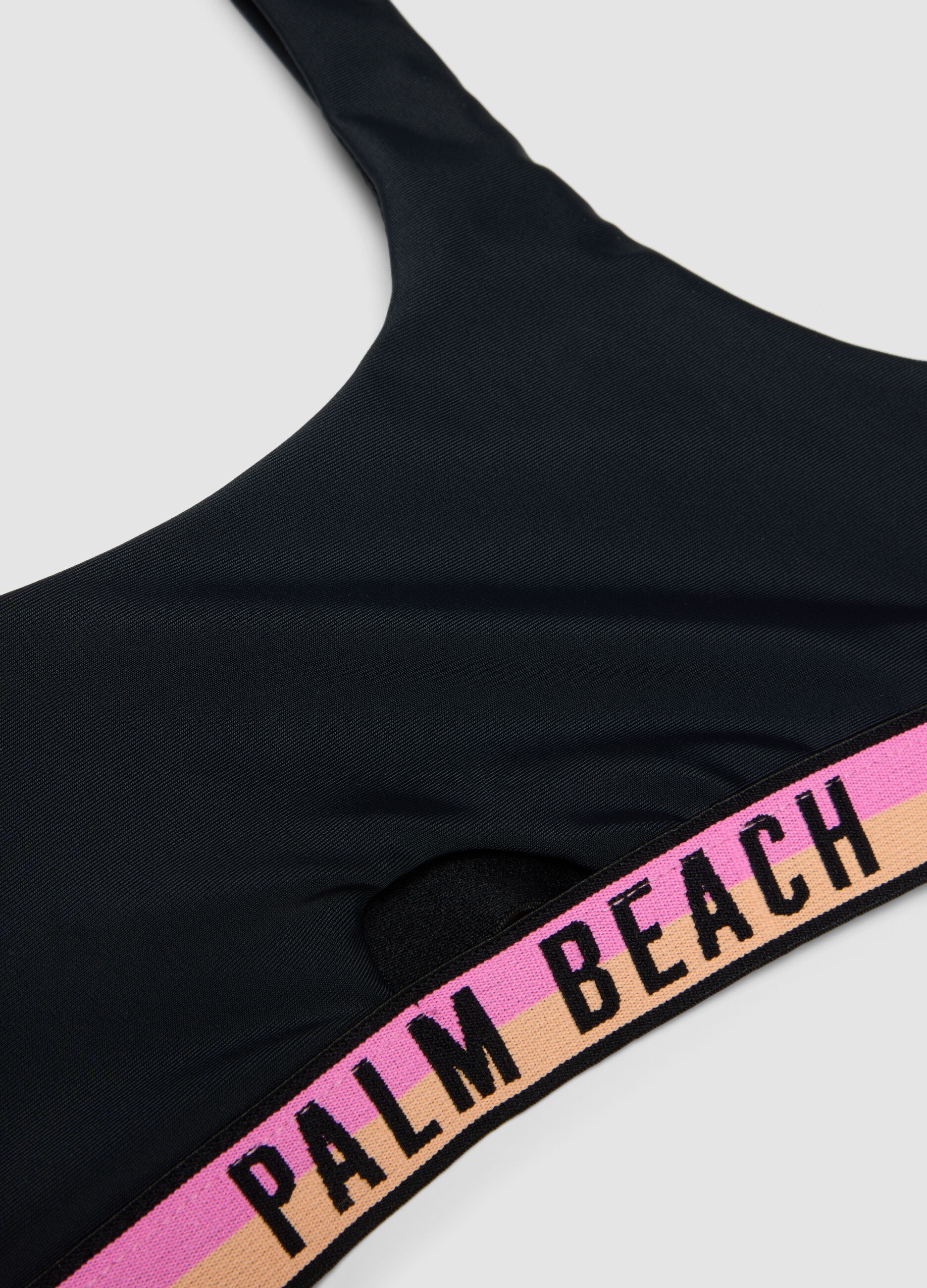 Black stretch-fabric bikini with contrasting band