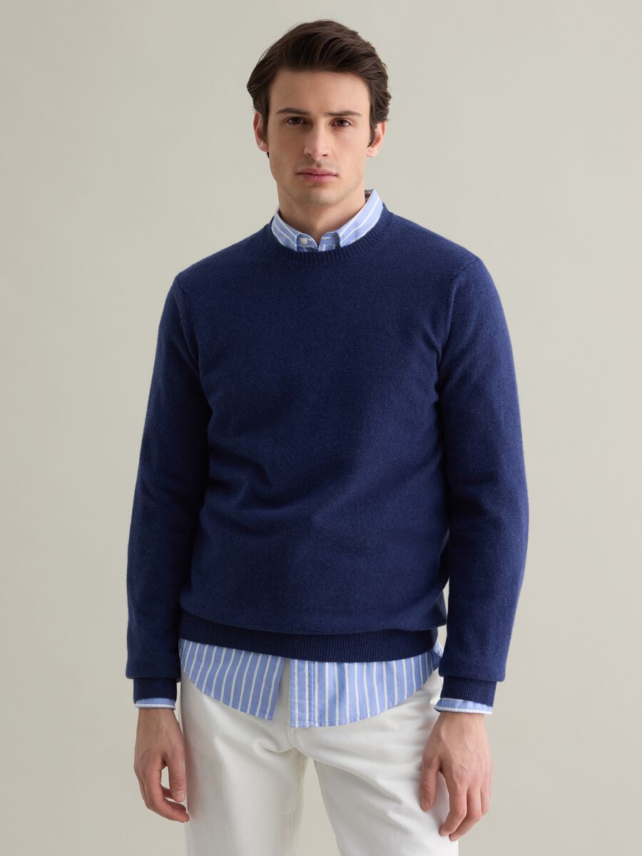 Mélange pullover with round neck in lambswool_0