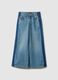 Girls' wide leg pure cotton blue jeans_0