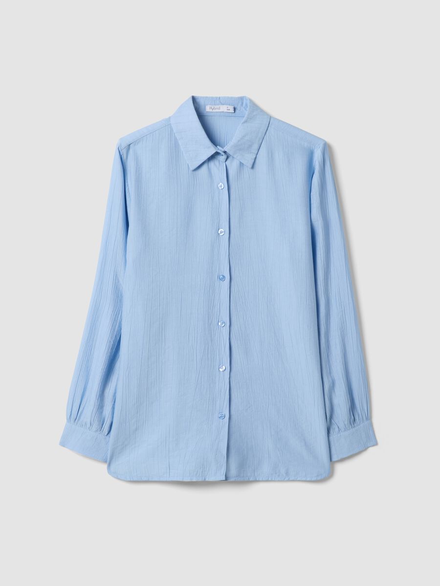 Light blue viscose-blend regular-fit shirt with crinkled texture_4
