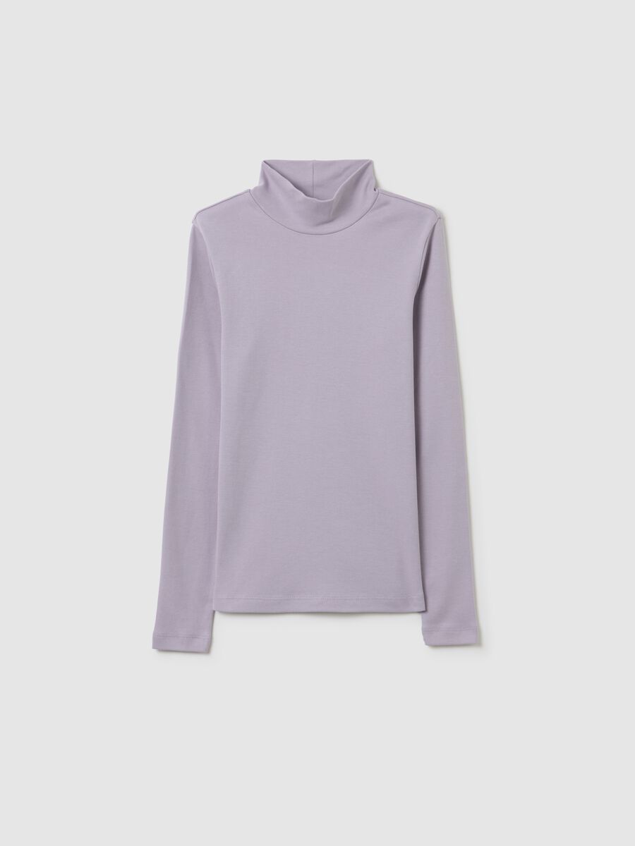 T-shirt da ragazza in puro cotone viola slim fit_0