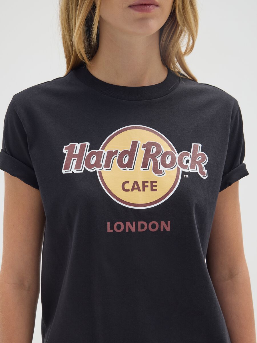 T-shirt nera in puro cotone con stampa Hard Rock Cafe_3