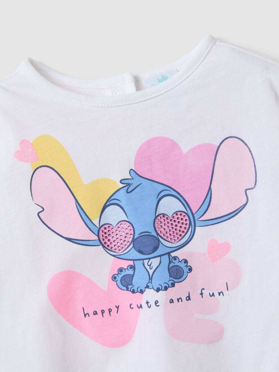 White and pink pure cotton set with T-shirt and leggings_2