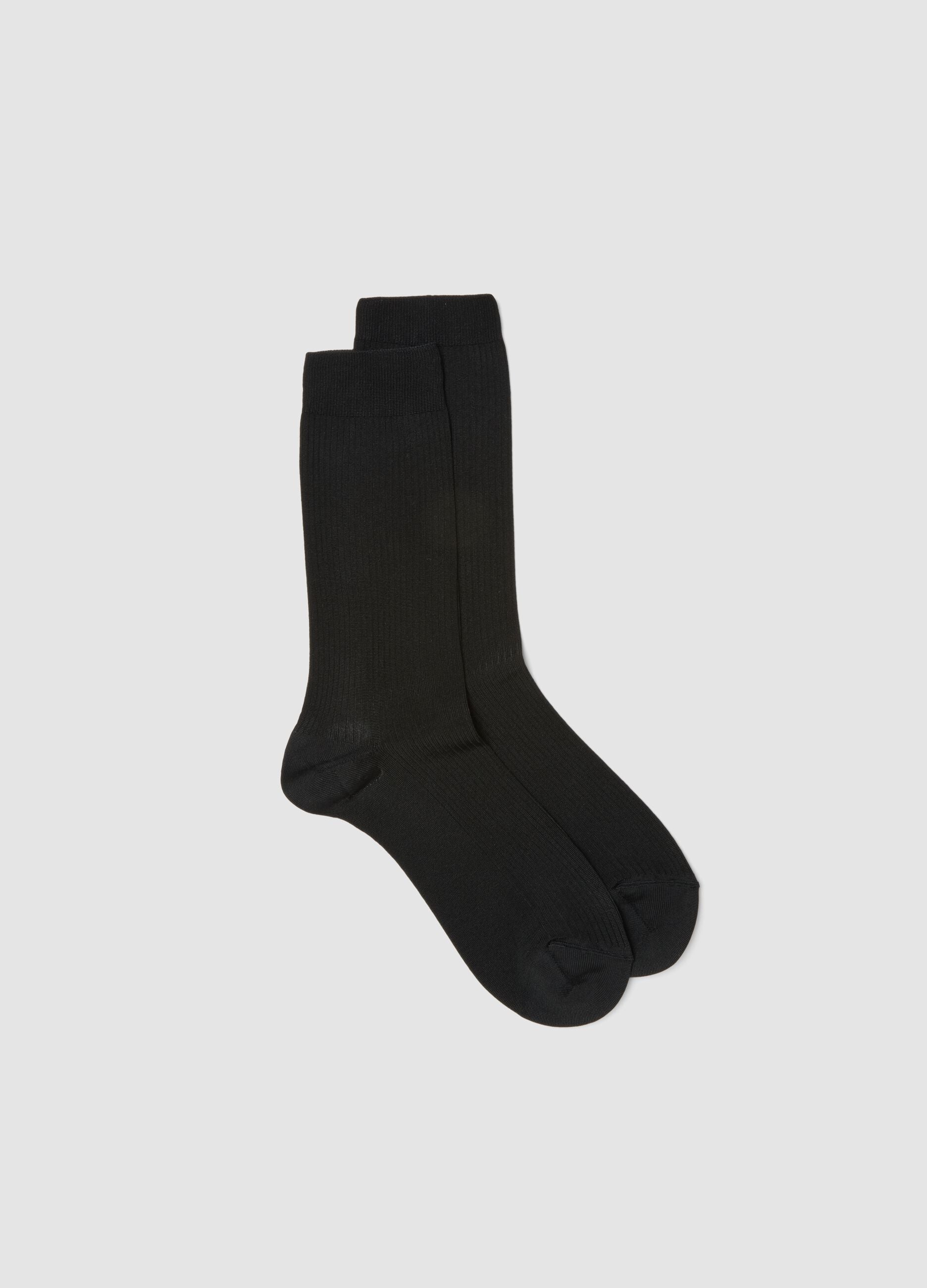 Long black stretch viscose socks