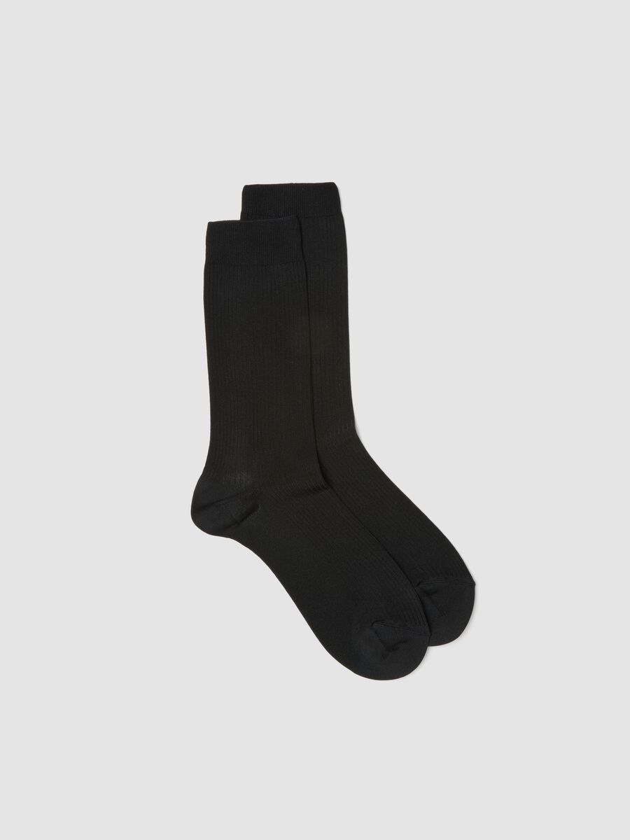 Long black stretch viscose socks_0