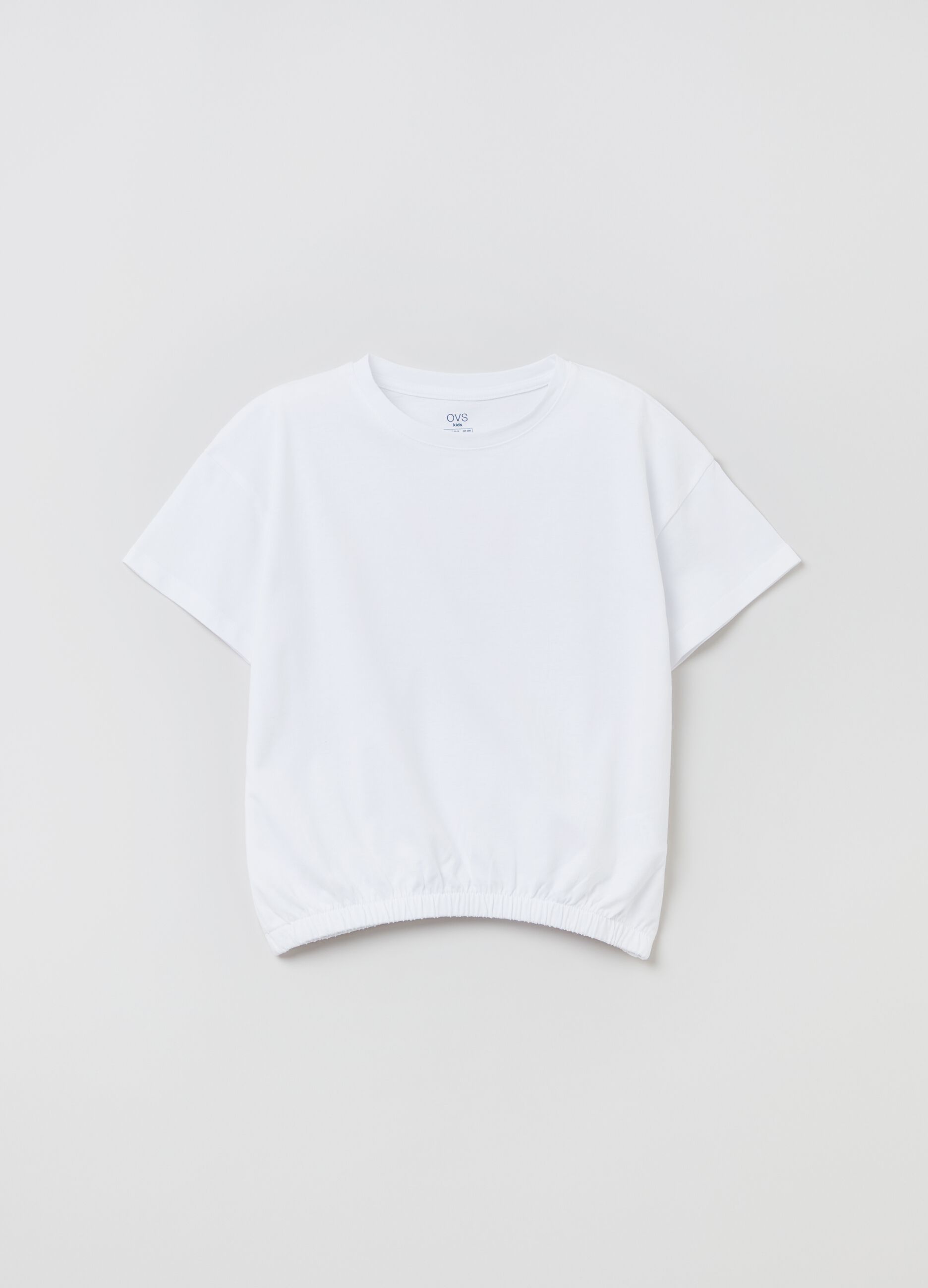 T-shirt in cotone con vita elasticata