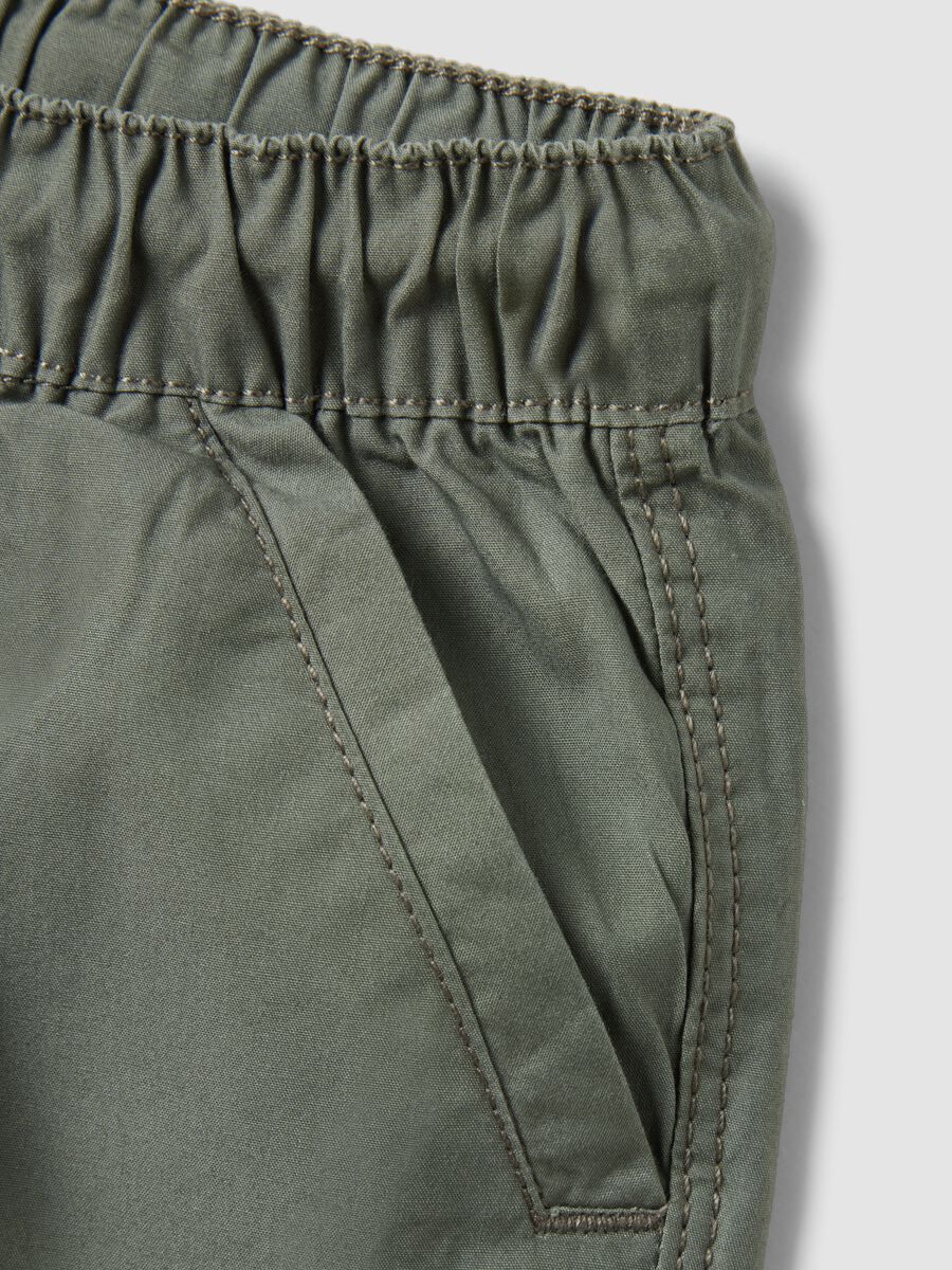 Shorts in puro cotone verde da bimbo regular fit con coulisse_3